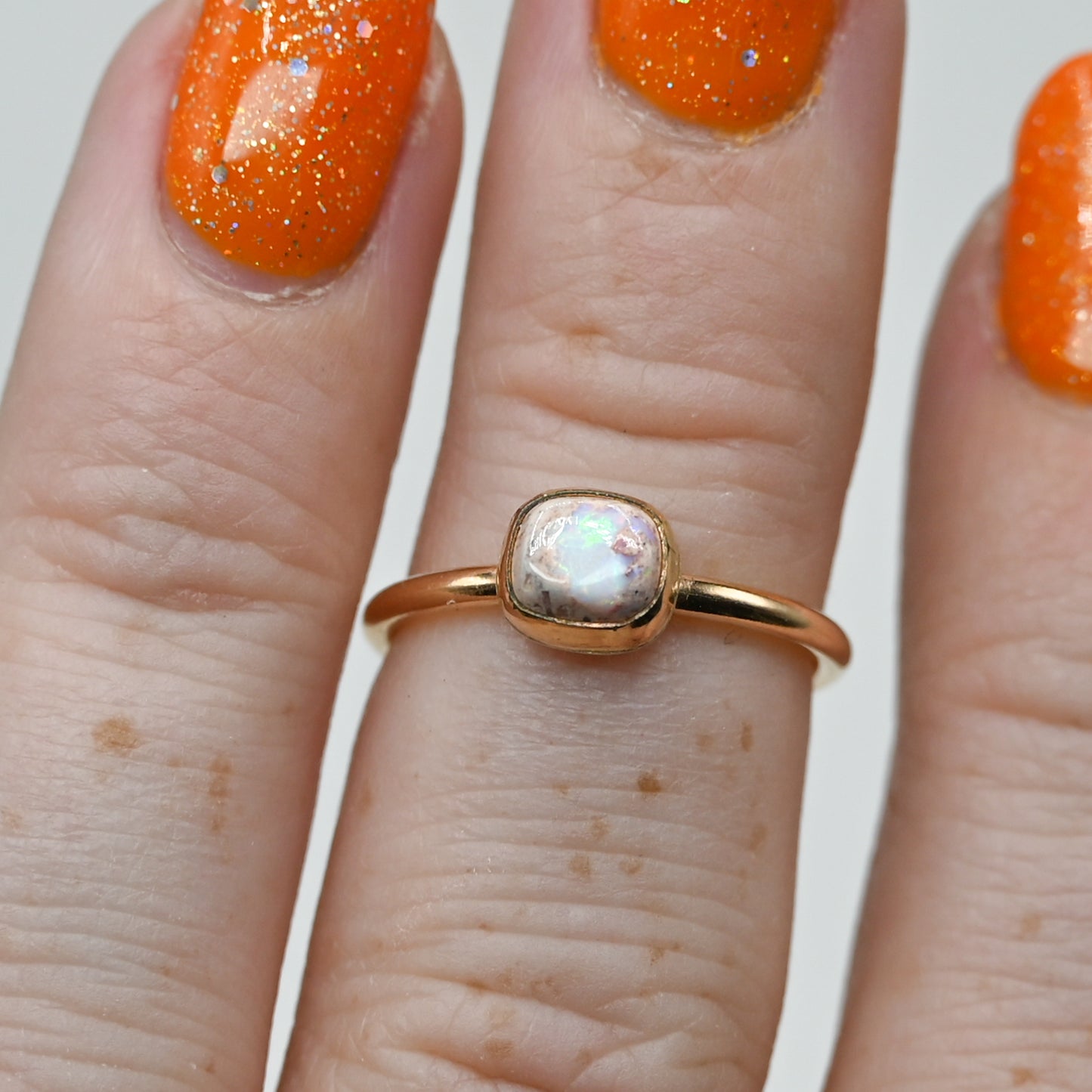 Gold fill mexican fire opal size 5