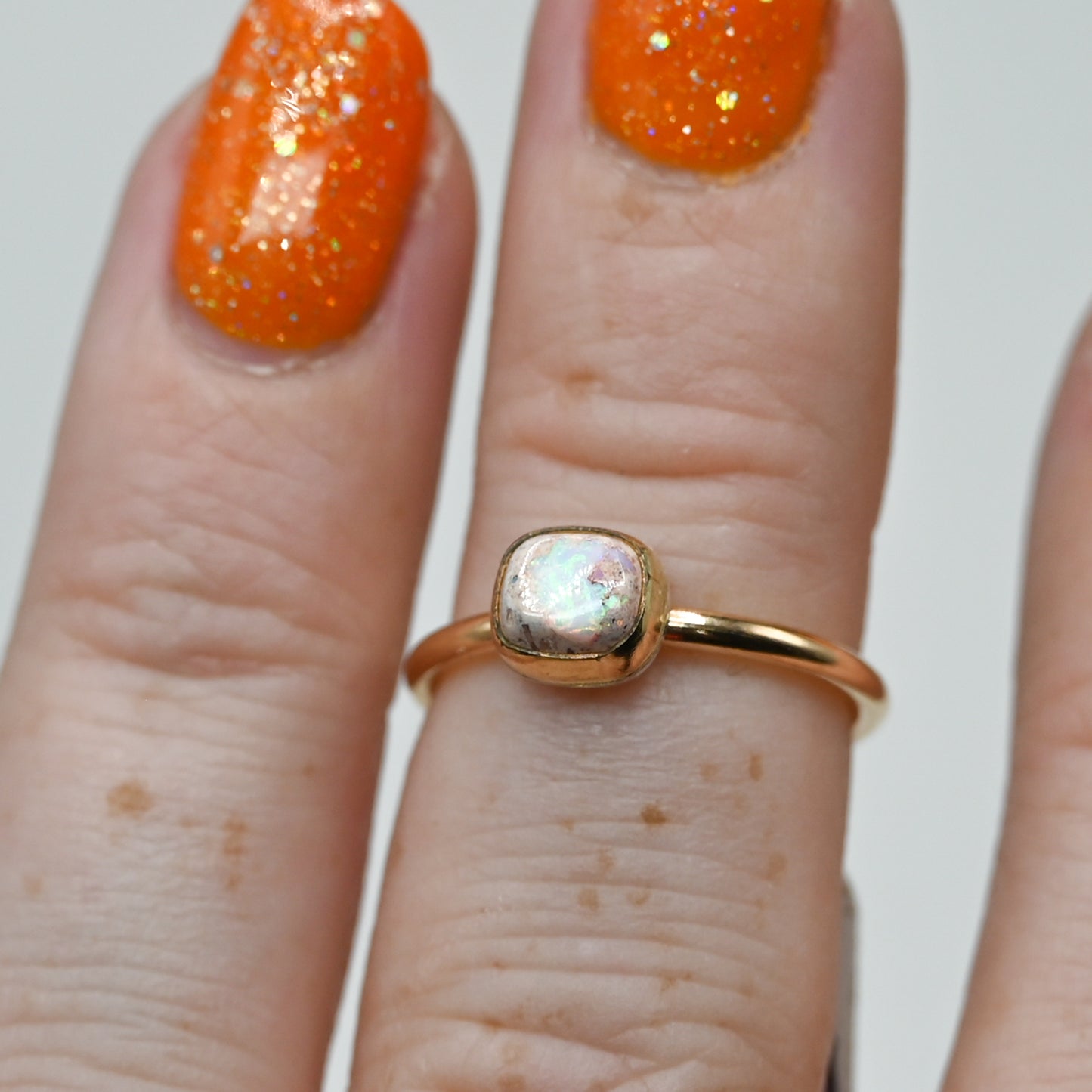 Gold fill mexican fire opal size 5