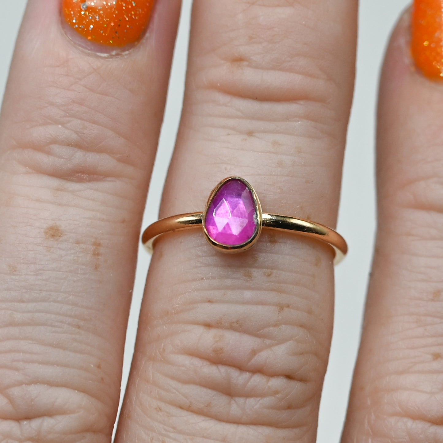 Gold fill rose cut ruby size 5.75