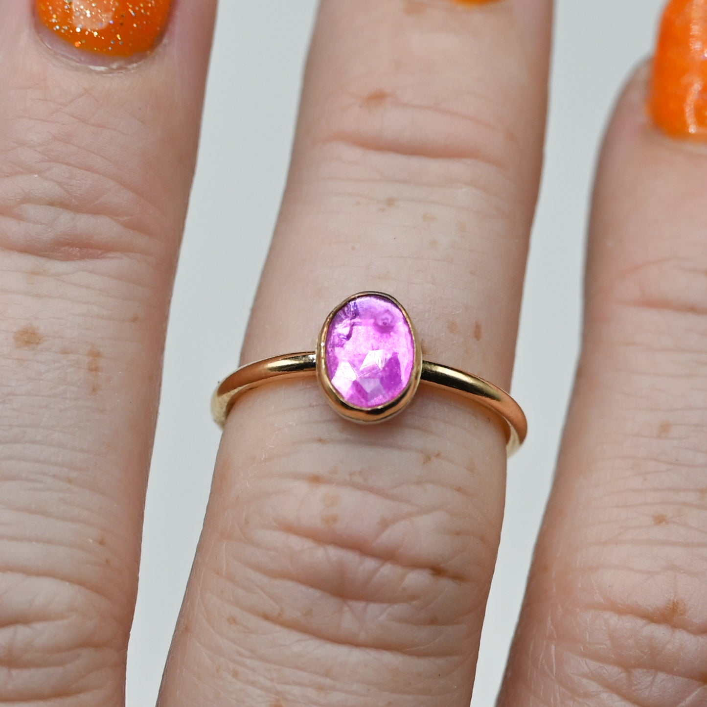 Gold fill rose cut ruby size 6.25