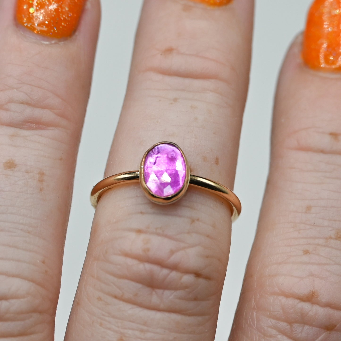 Gold fill rose cut ruby size 6.25