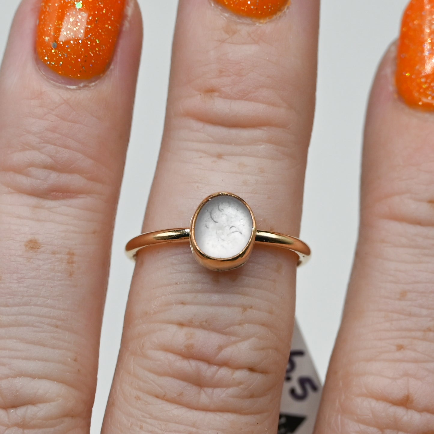 Gold fill lavender sea glass size 6.5