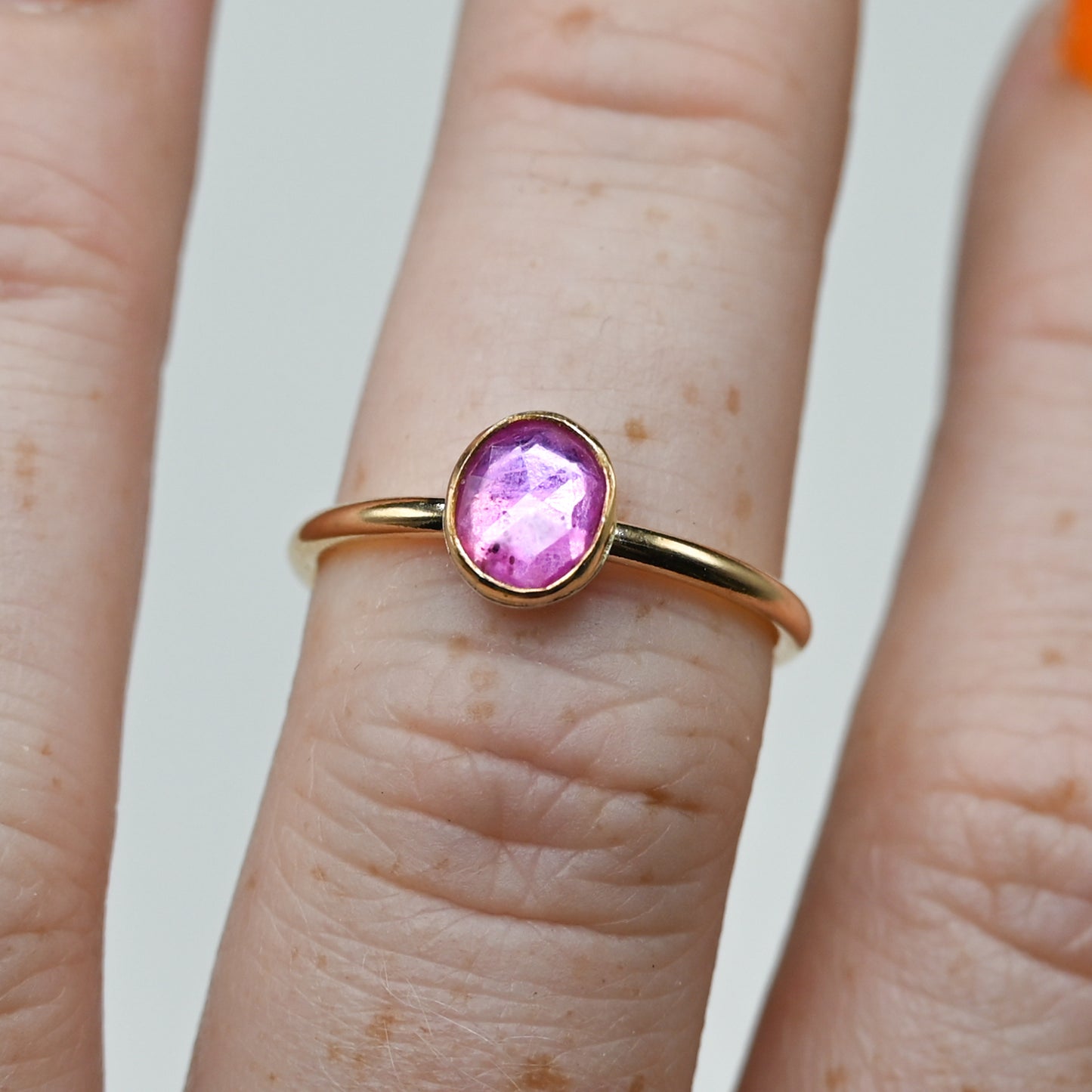 Gold fill rose cut ruby size 6.75