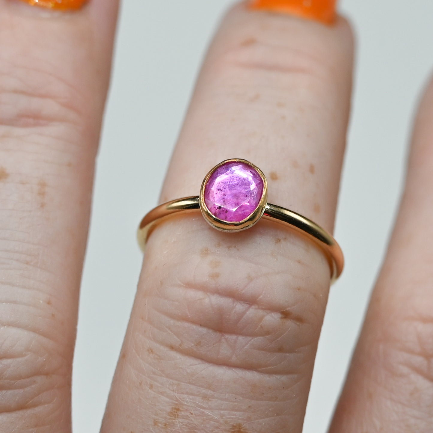 Gold fill rose cut ruby size 6.75