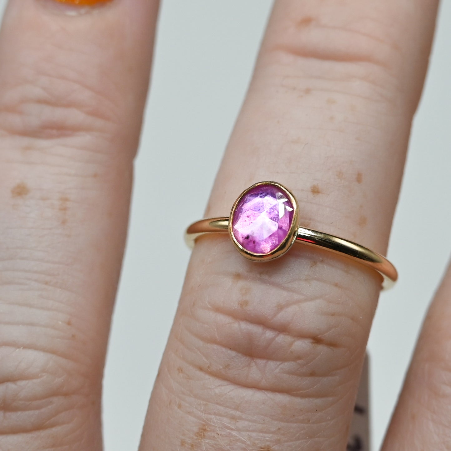 Gold fill rose cut ruby size 6.75