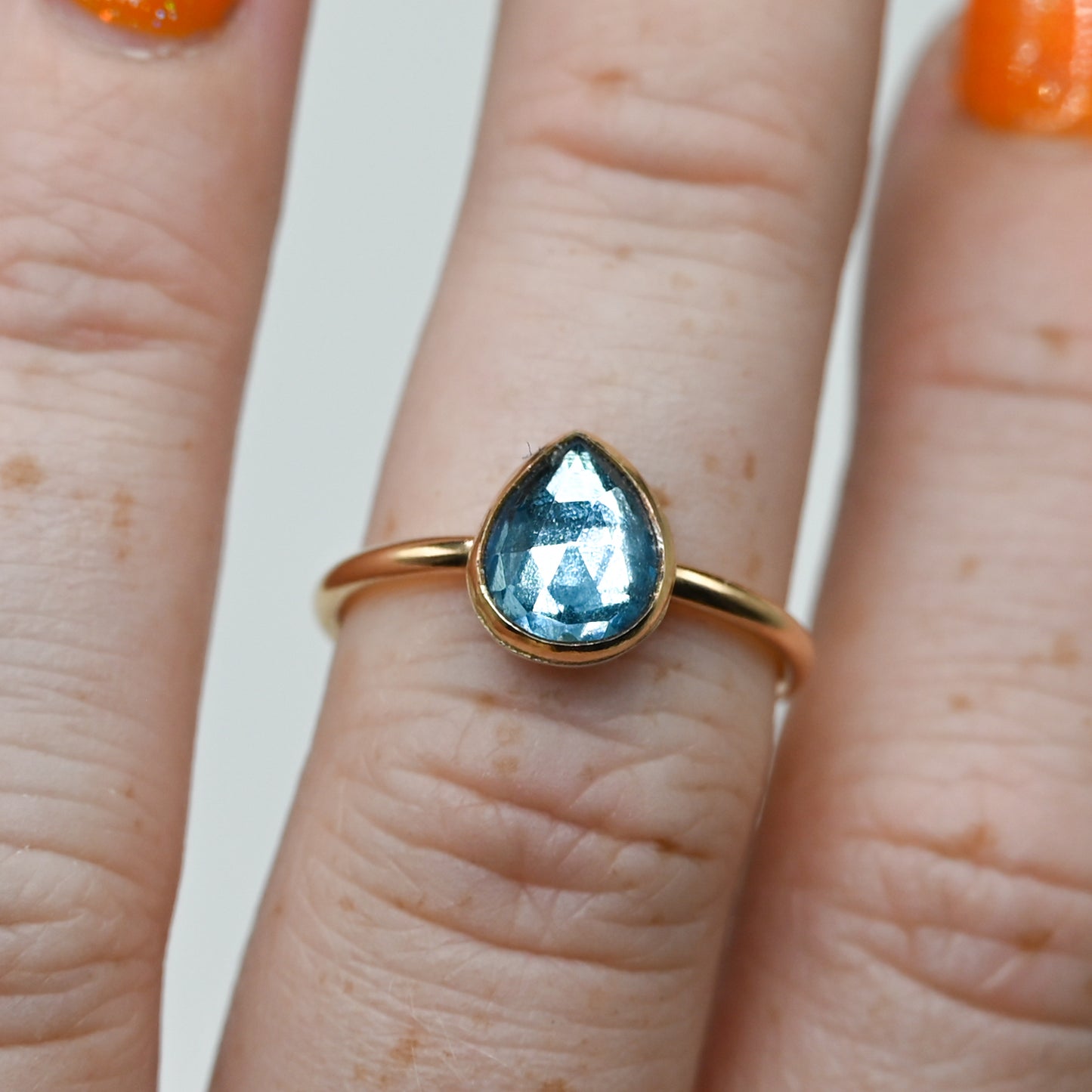 Gold fill rose cut london blue topaz size 6.75