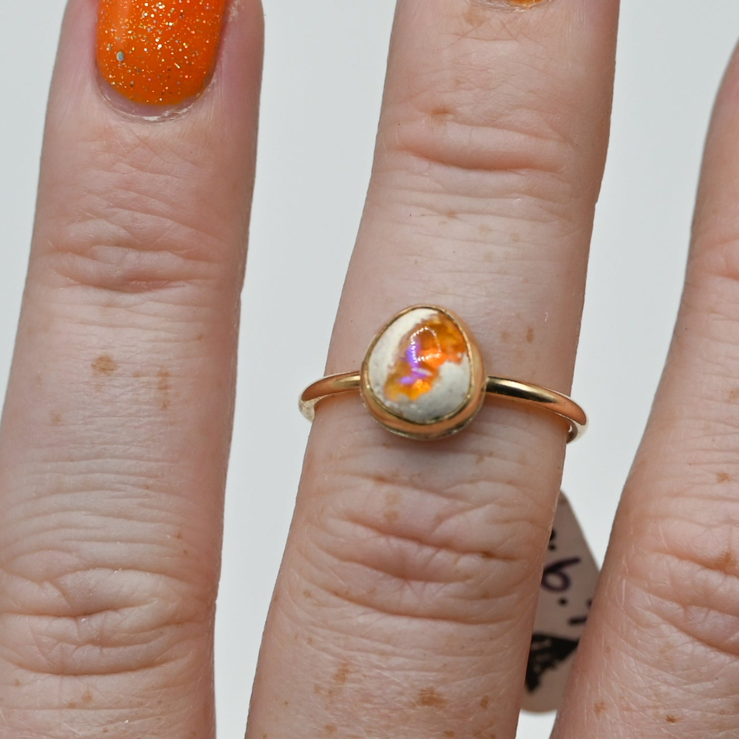 Gold fill Mexican fire opal size 6.75