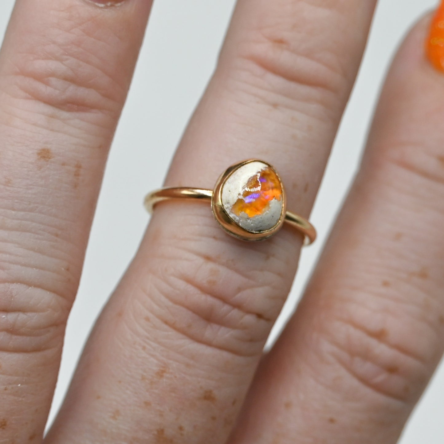 Gold fill Mexican fire opal size 6.75