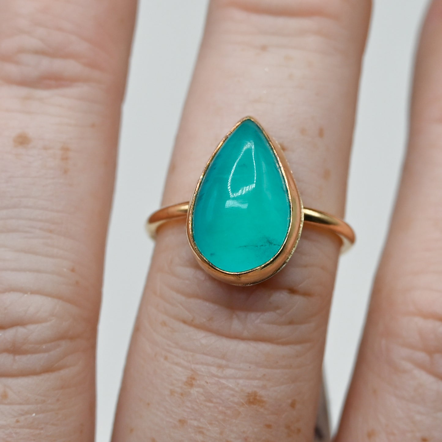 Gold fill pear amazonite size 6.75