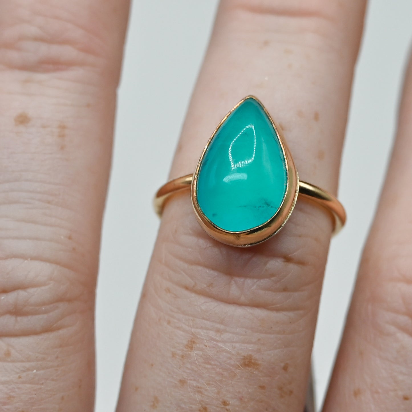 Gold fill pear amazonite size 6.75