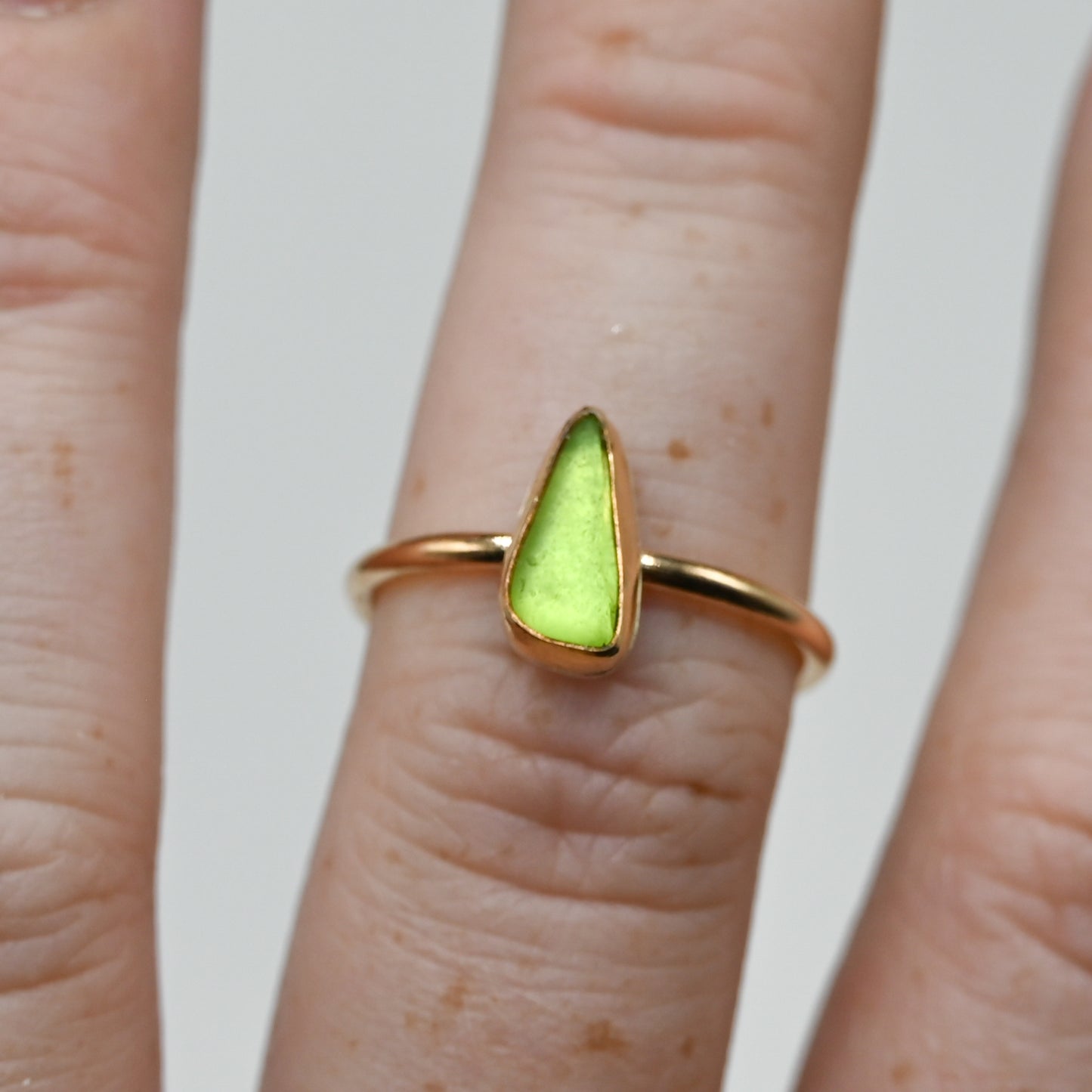 Gold fill lime sea glass size 7