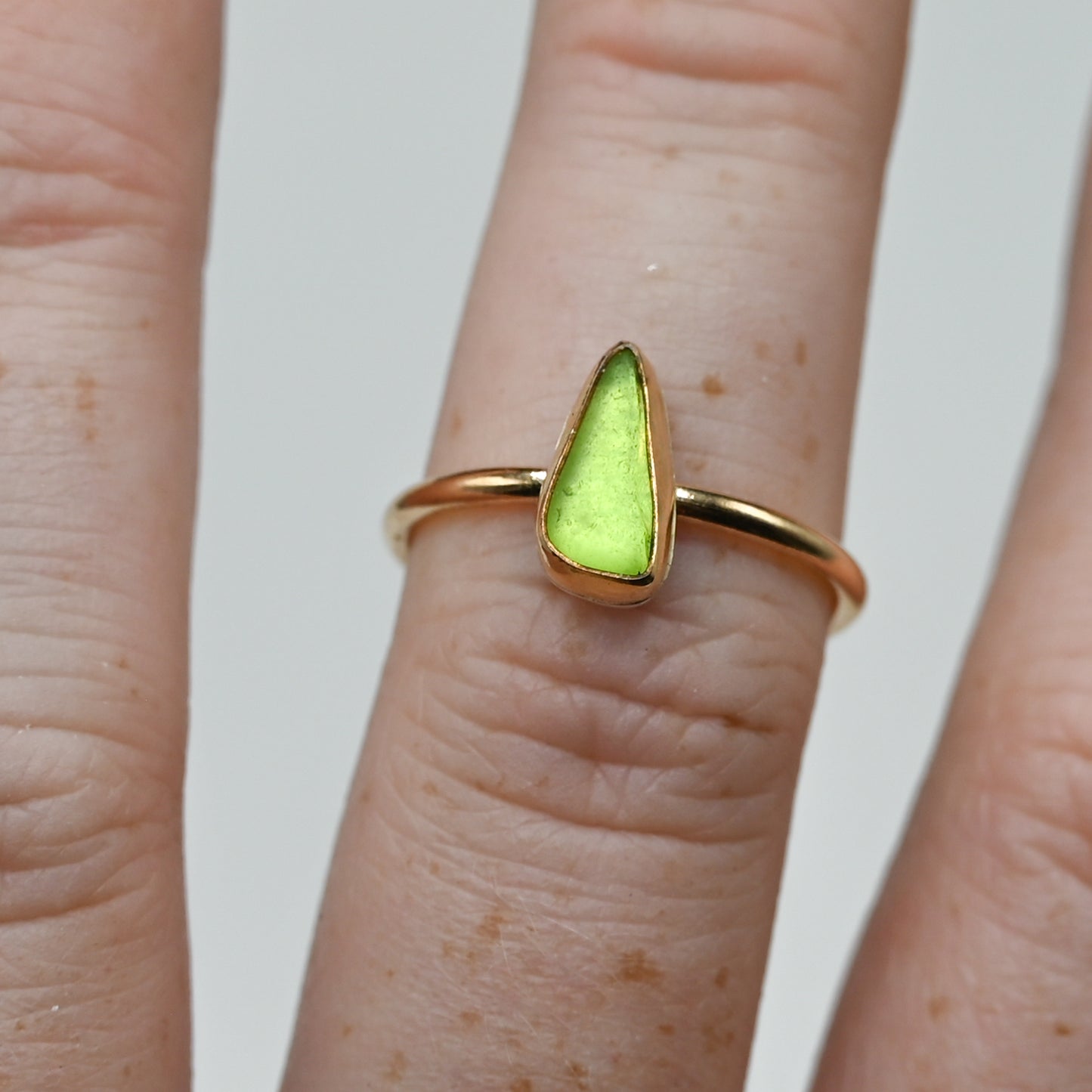 Gold fill lime sea glass size 7