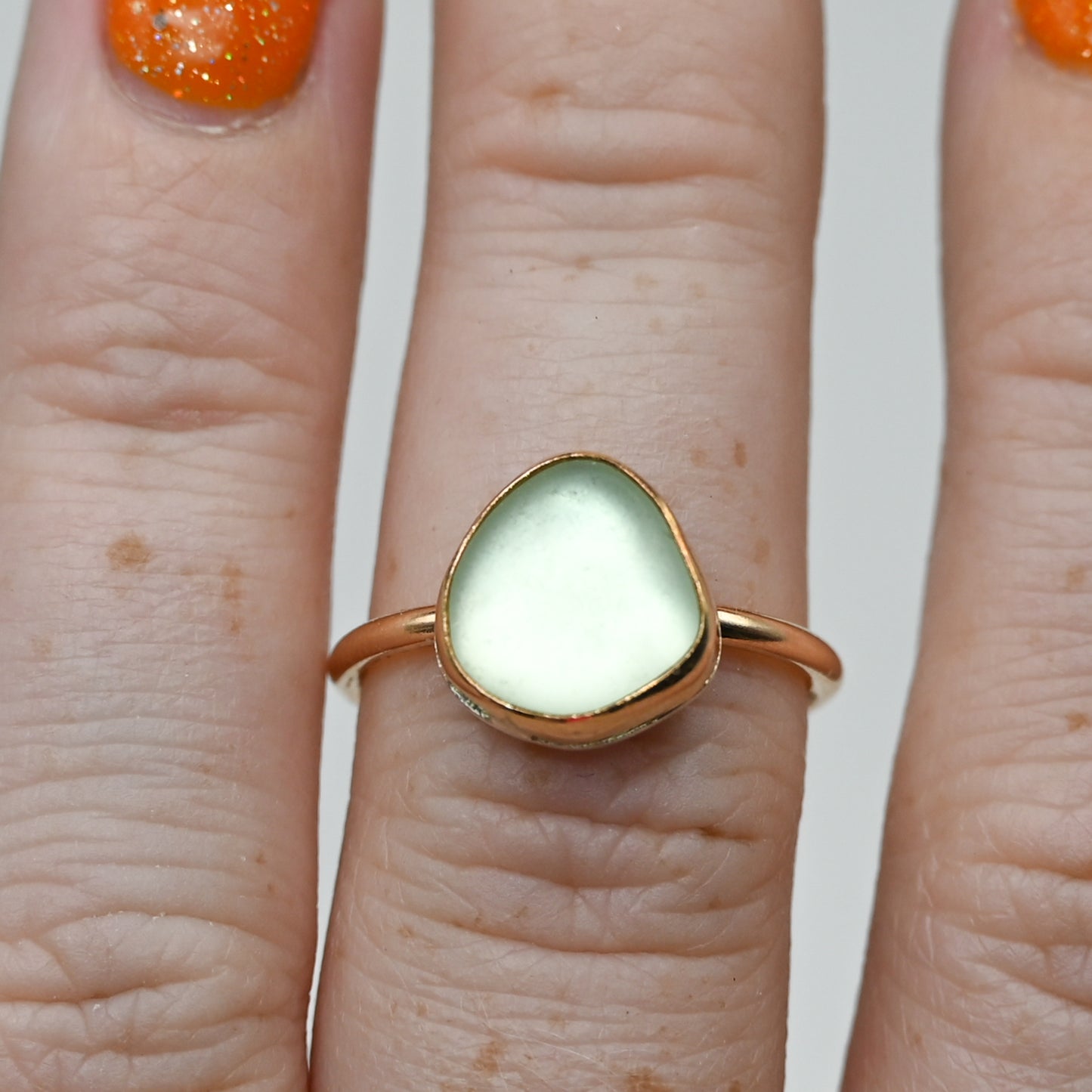 Gold fill sea foam sea glass size 7