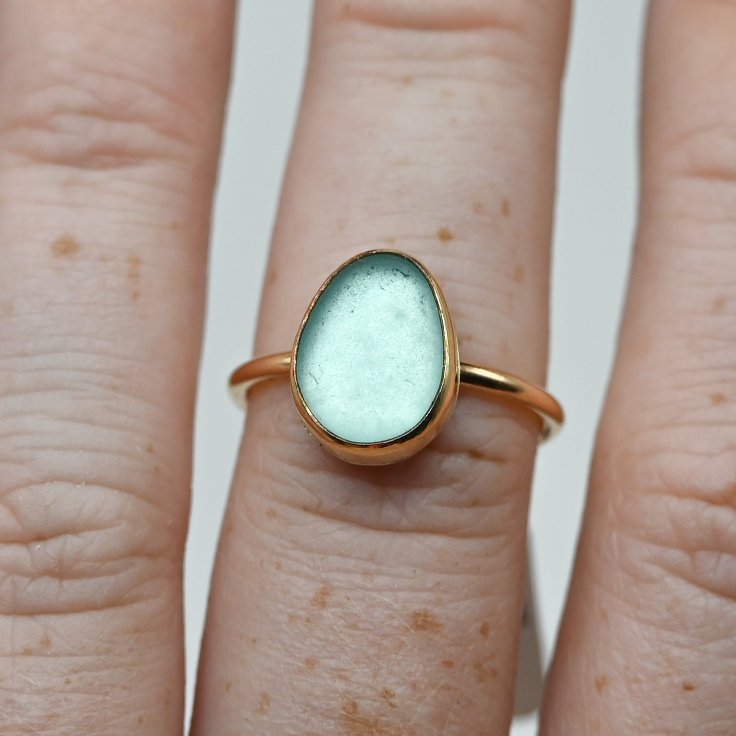 Gold fill aqua sea glass size u7