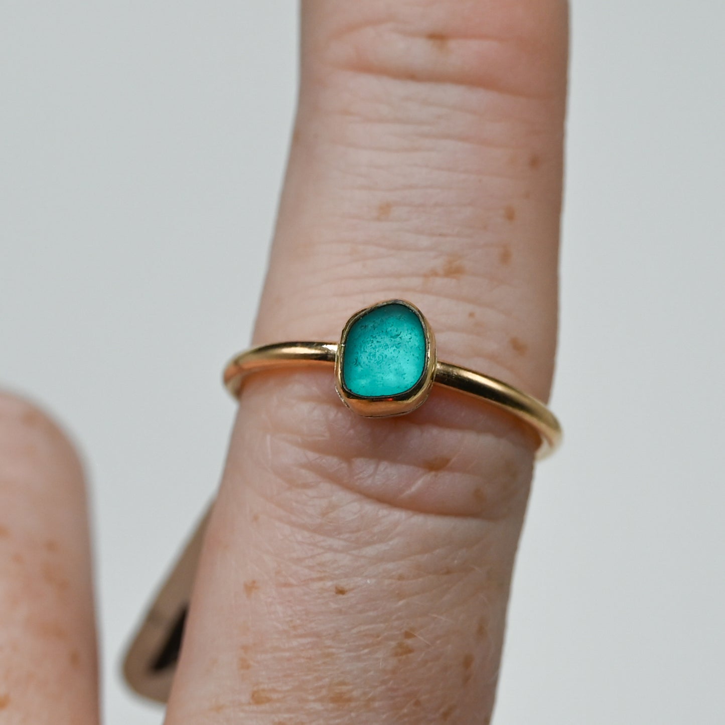 Gold fill carribbean sea glass size 7