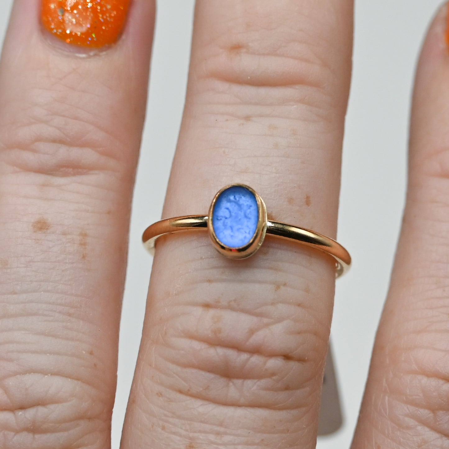 Gold fill cornflower sea glass size 7