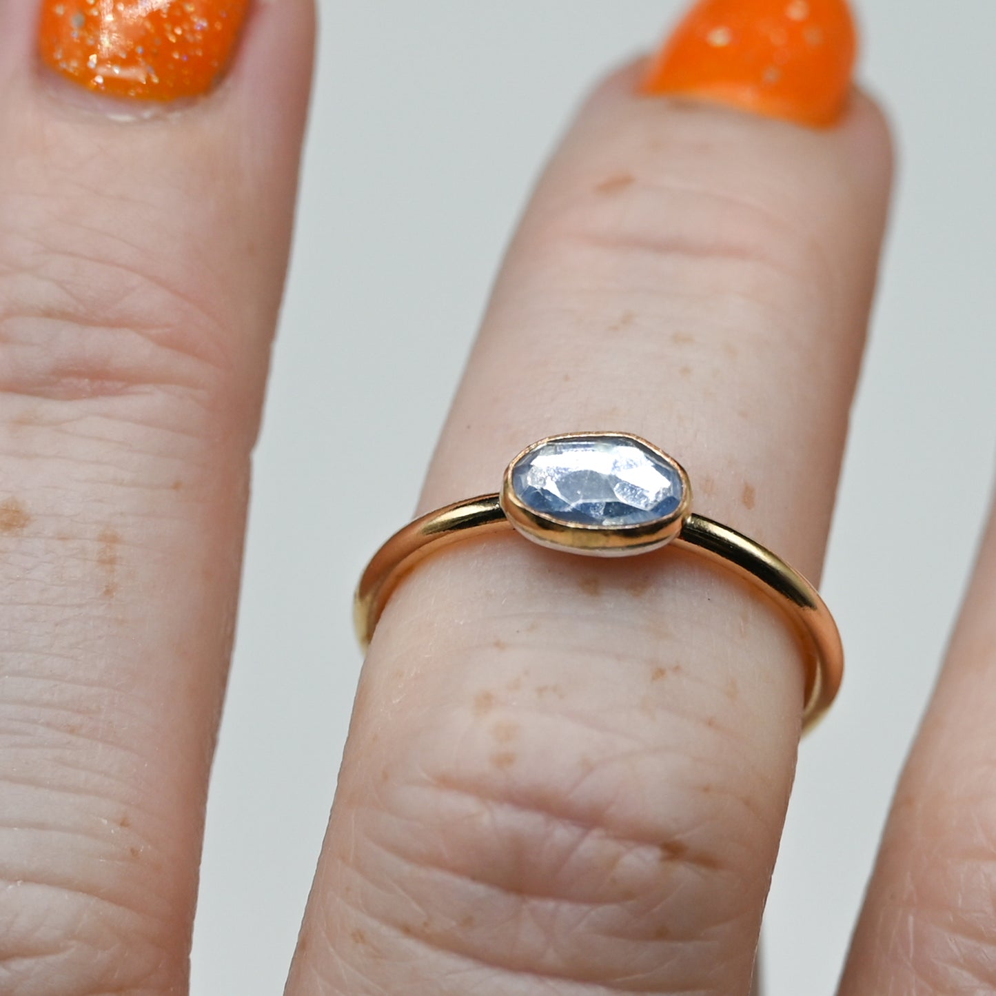 Gold fill rose cut sapphire size 7