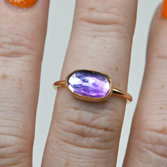 Gold fill horizontal rose cut amethyst size 7