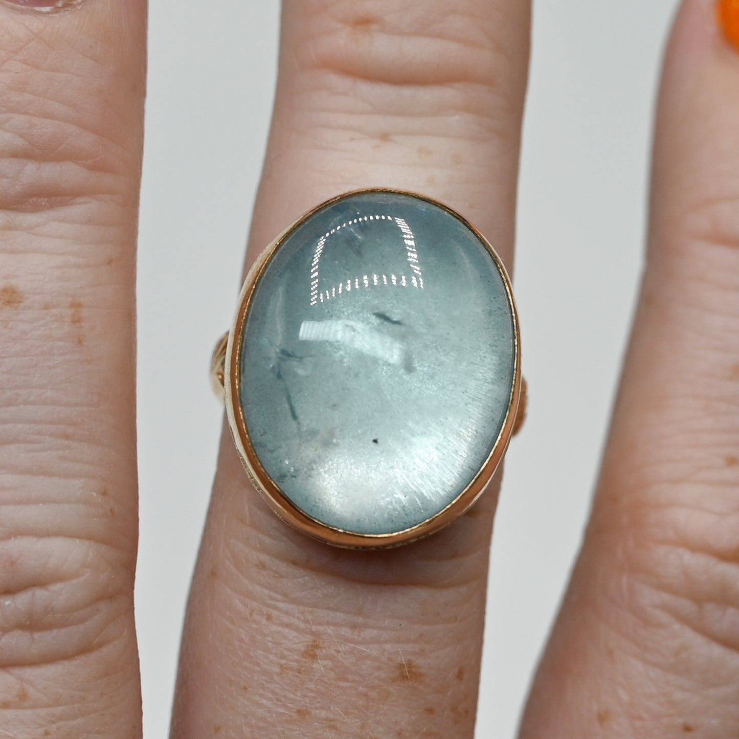 Gold fill xxl oval Aquamarine size 7