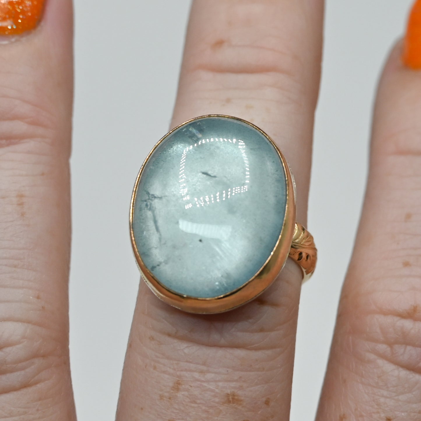 Gold fill xxl oval Aquamarine size 7