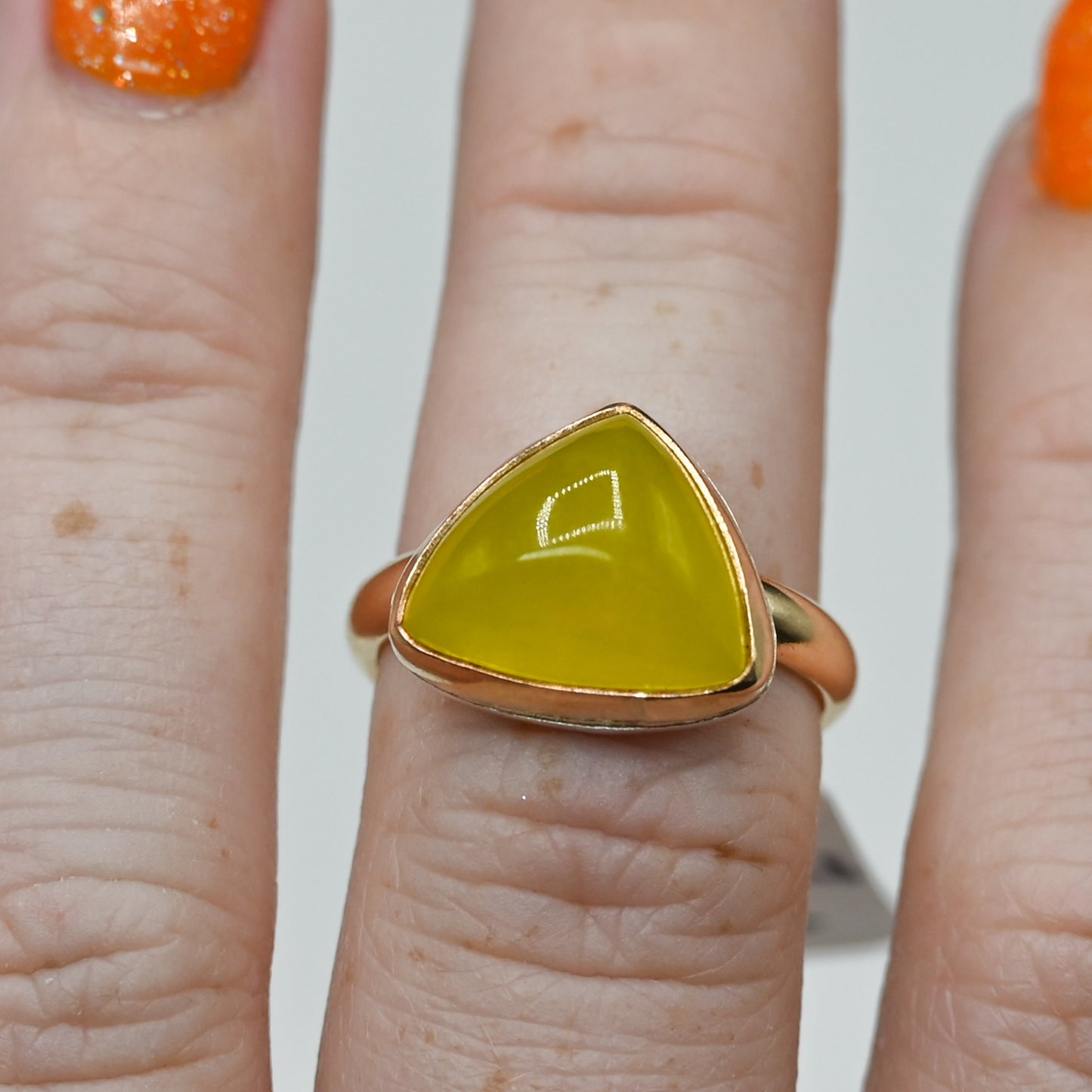 Gold fill xl triangle vesuvianite size 7