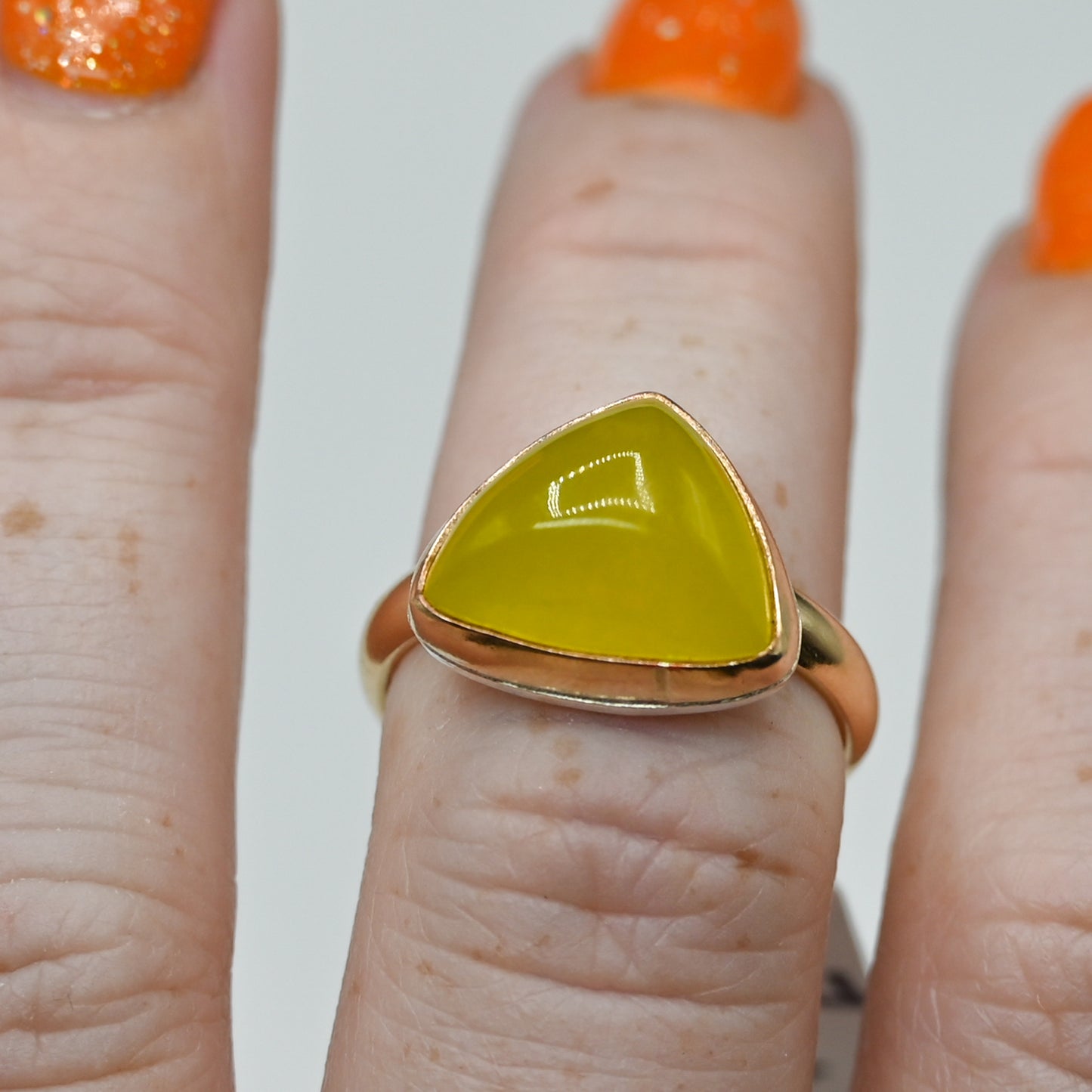 Gold fill xl triangle vesuvianite size 7