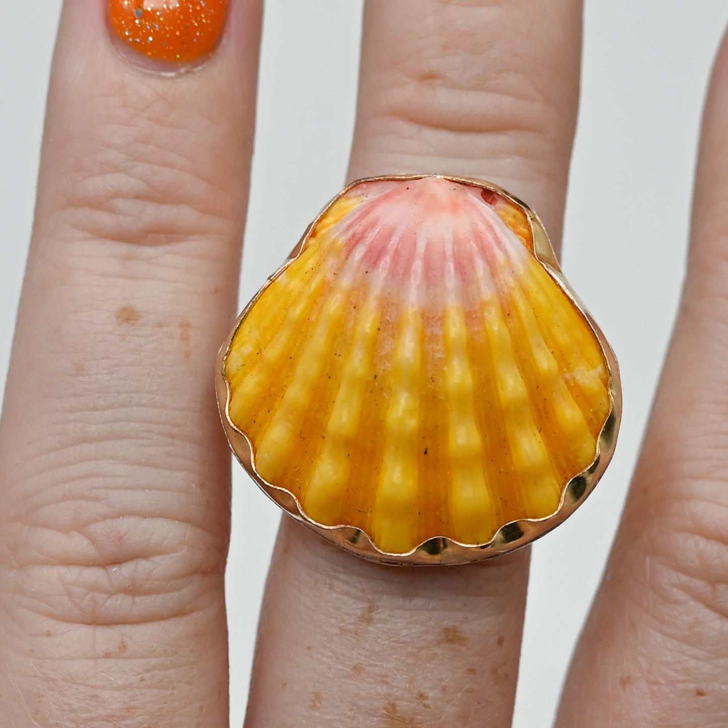 Gold fill XL hawaiian sunrise shell size 7