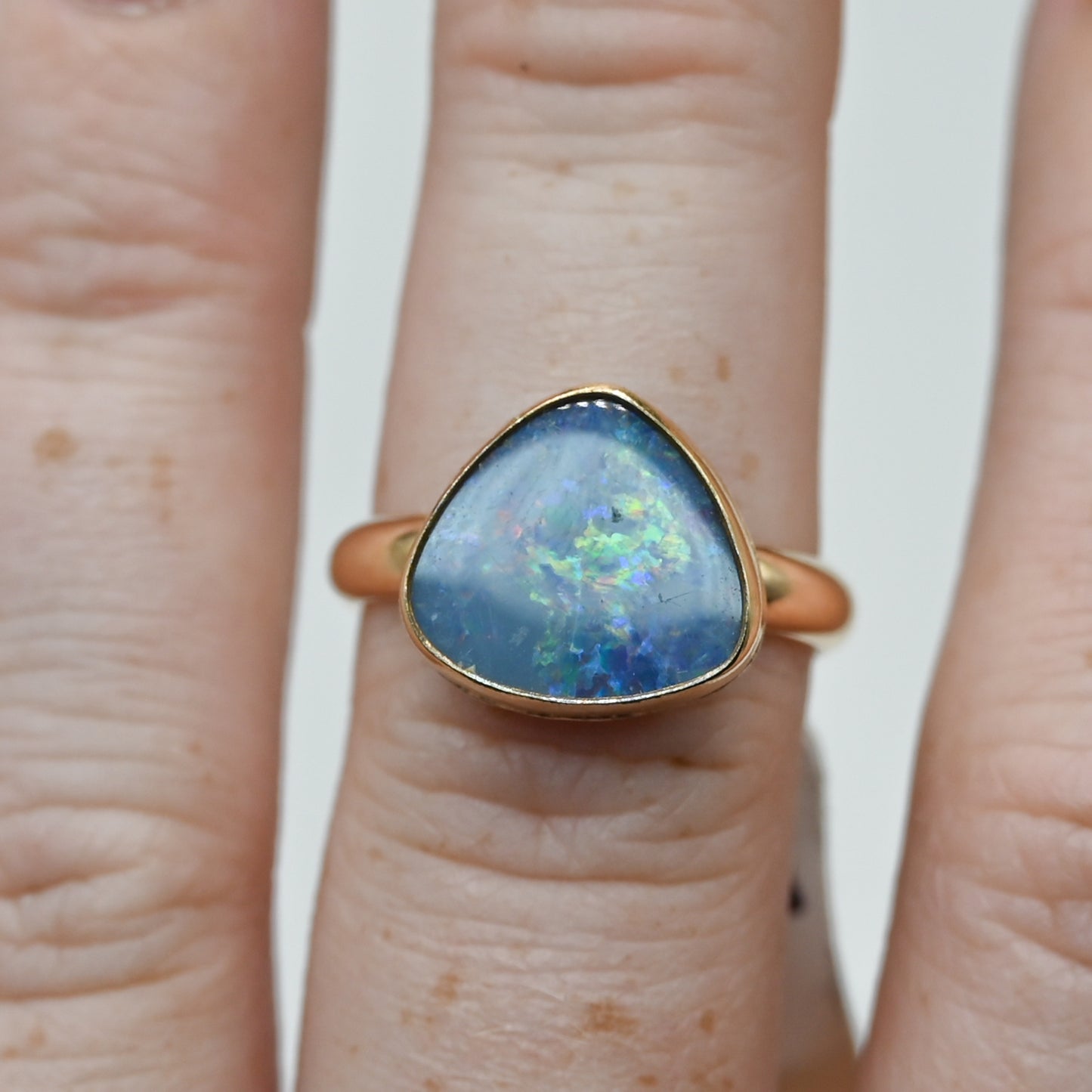 Gold fill xl Australian opal triangle size 7