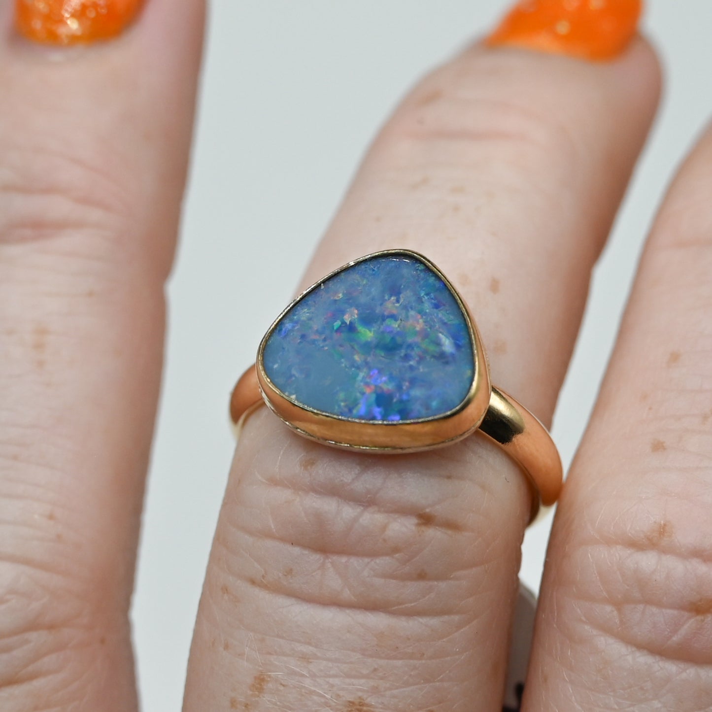 Gold fill xl Australian opal triangle size 7