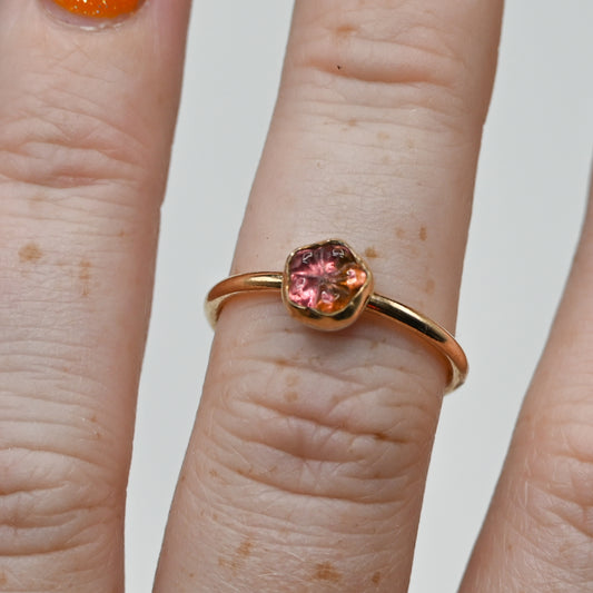 Gold fill flower pink tourmaline size 7