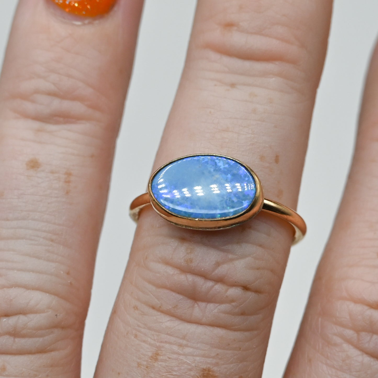 Gold fill horizontal Australian opal size 7