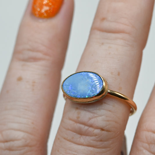 Gold fill horizontal Australian opal size 7