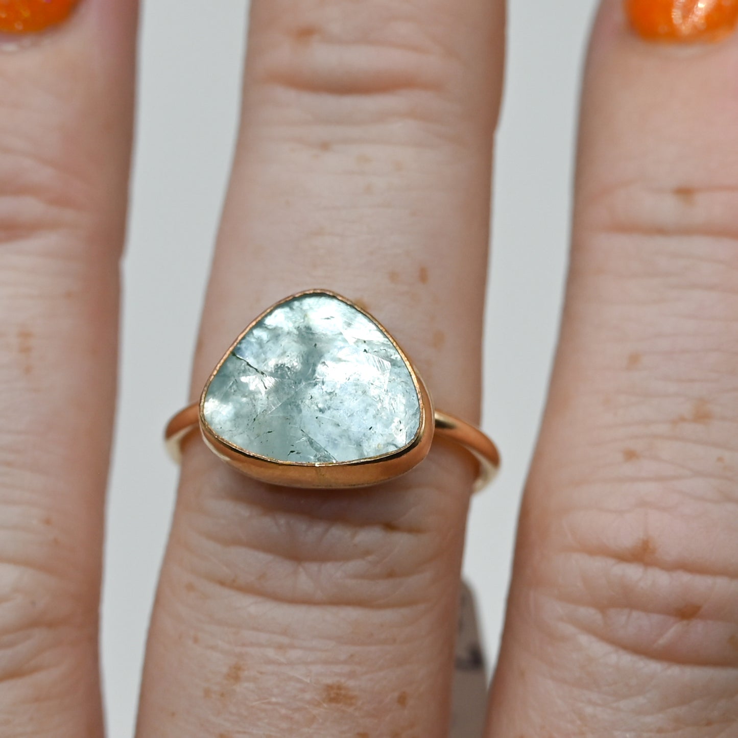 Gold fill rose cut aquamarine size 7