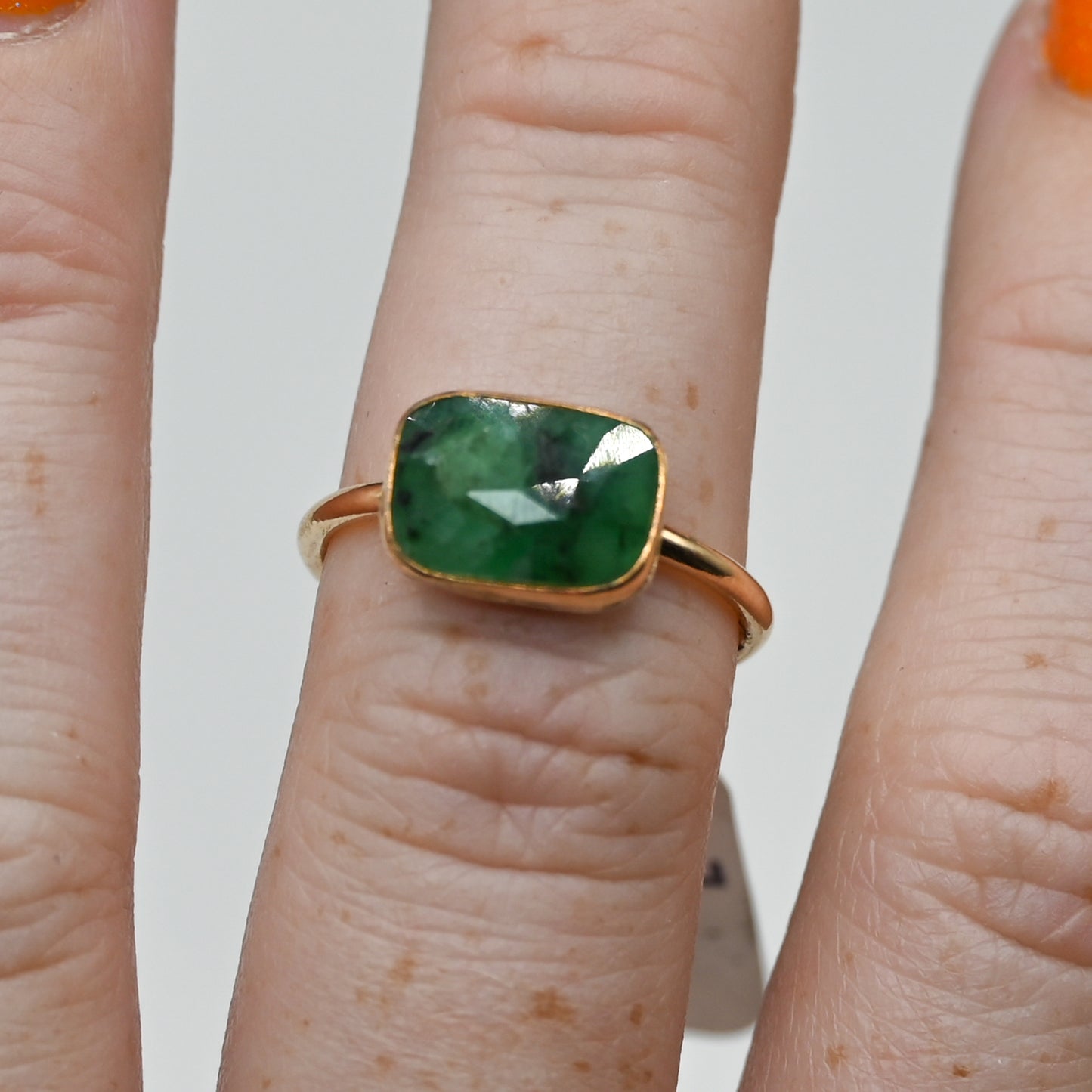 Gold fill horizontal rose cut emerald size 7