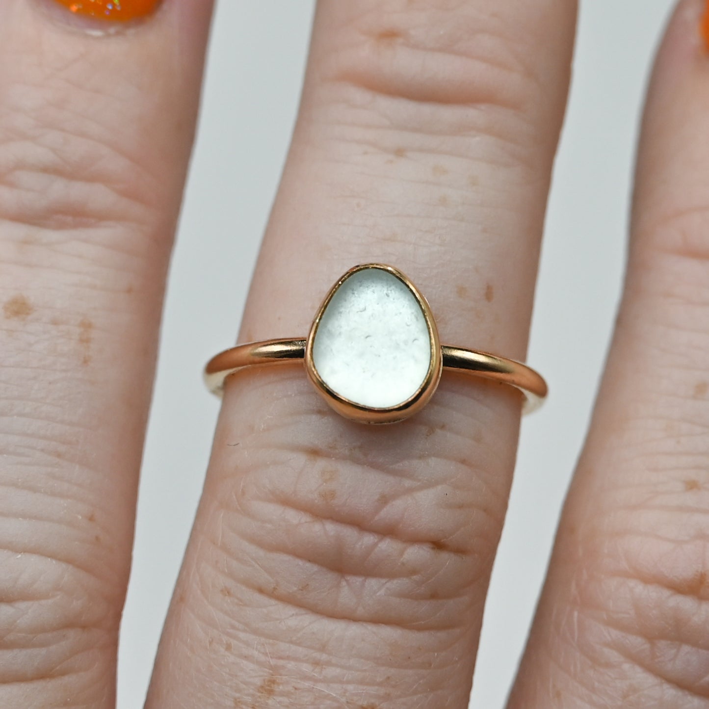 Gold fill sea foam sea glass size 7.25