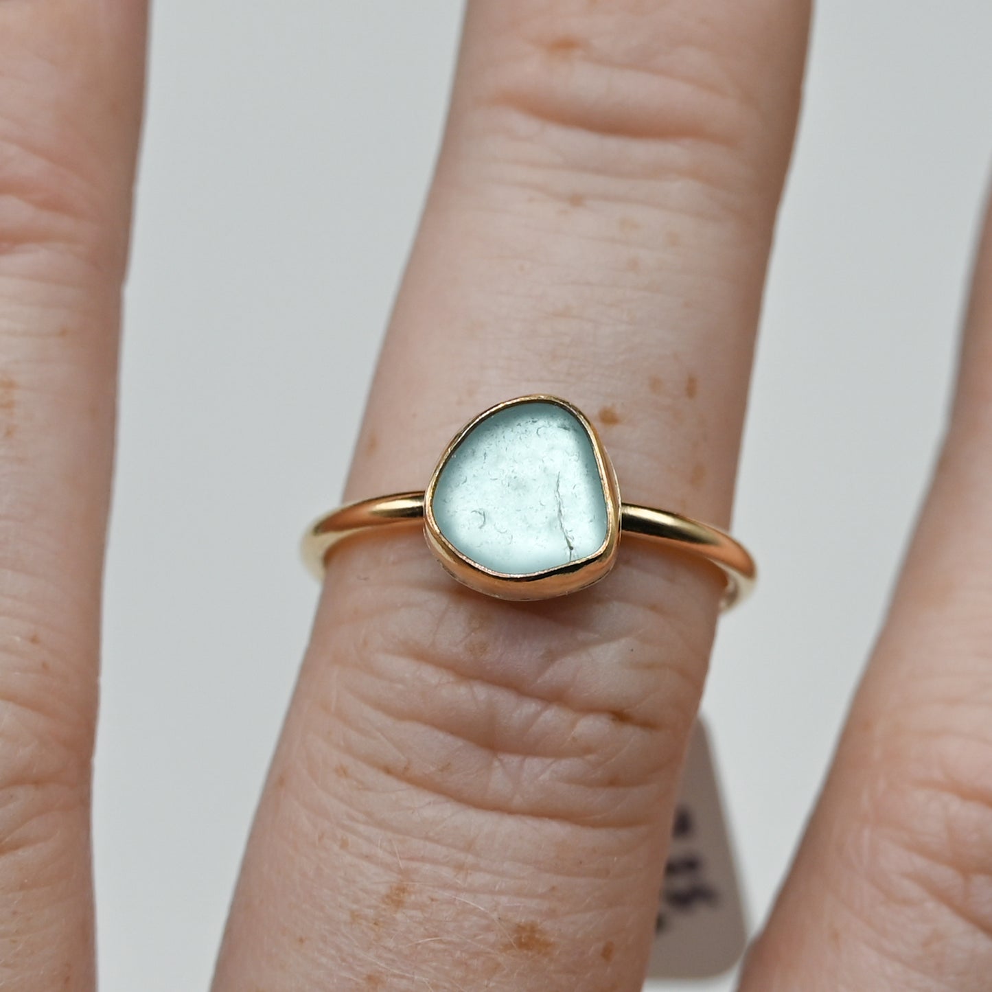 Gold fill aqua sea glass size 7.25