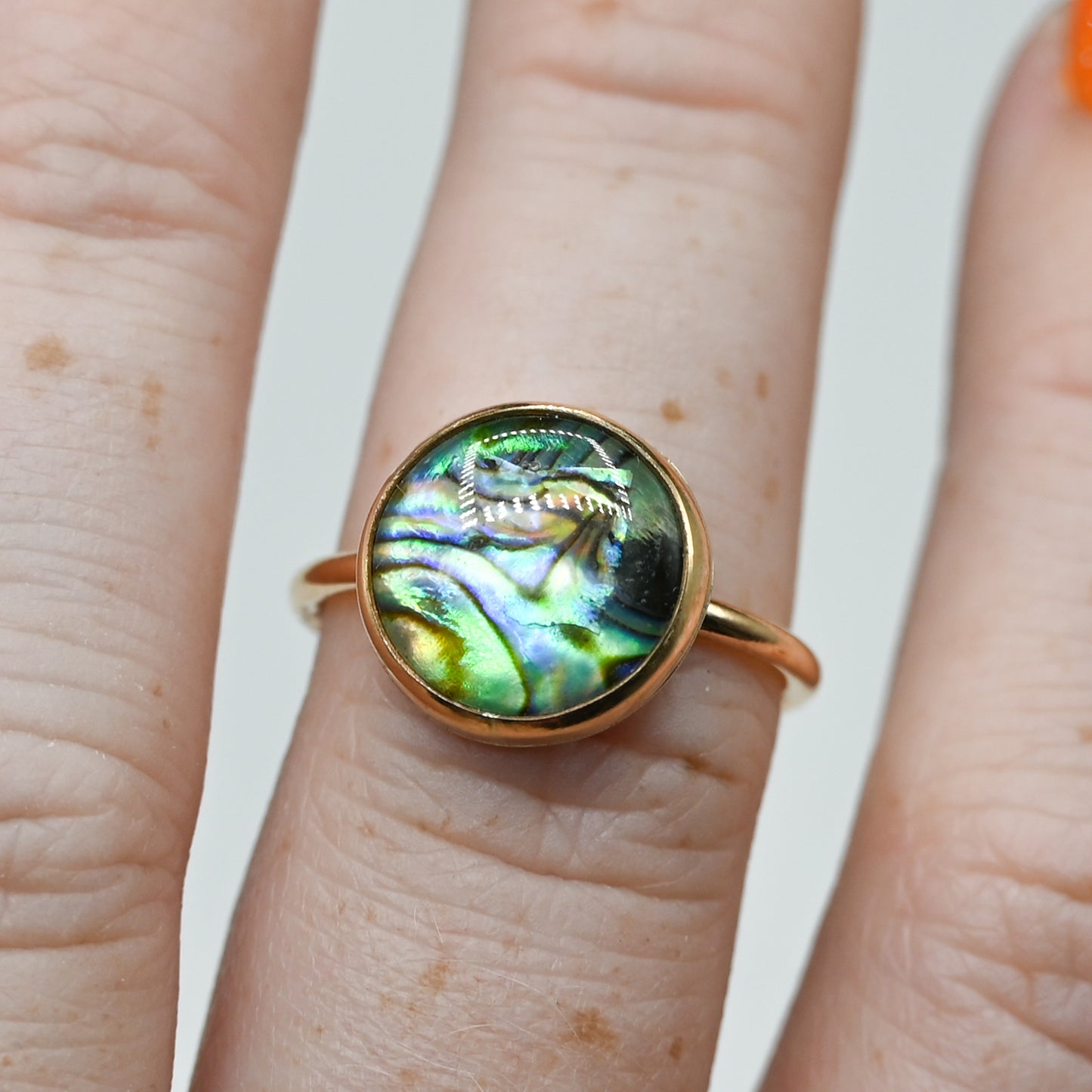 Gold fill large round abalone size 7.25