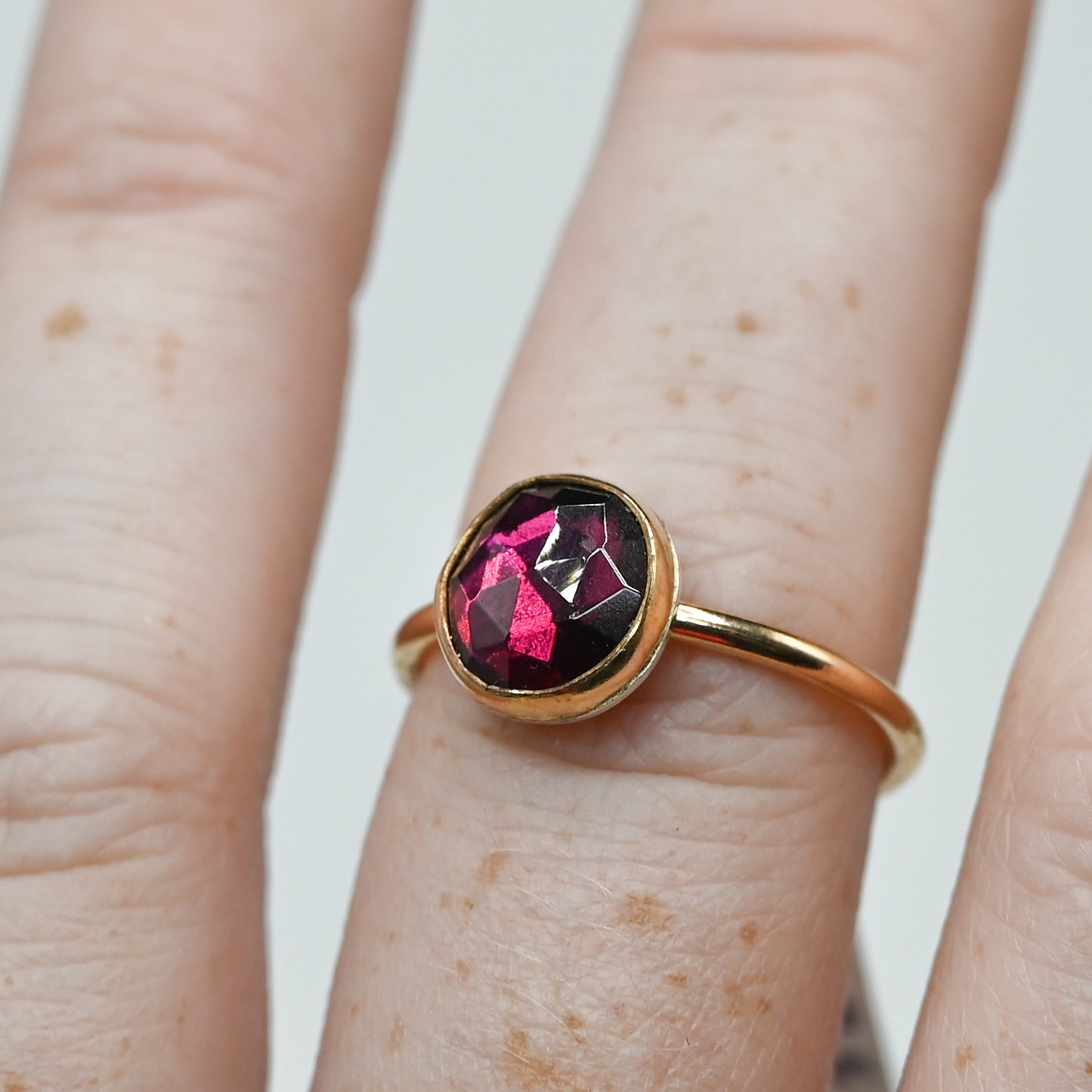 Gold fill rose cut rhodolite garnet size 7.5