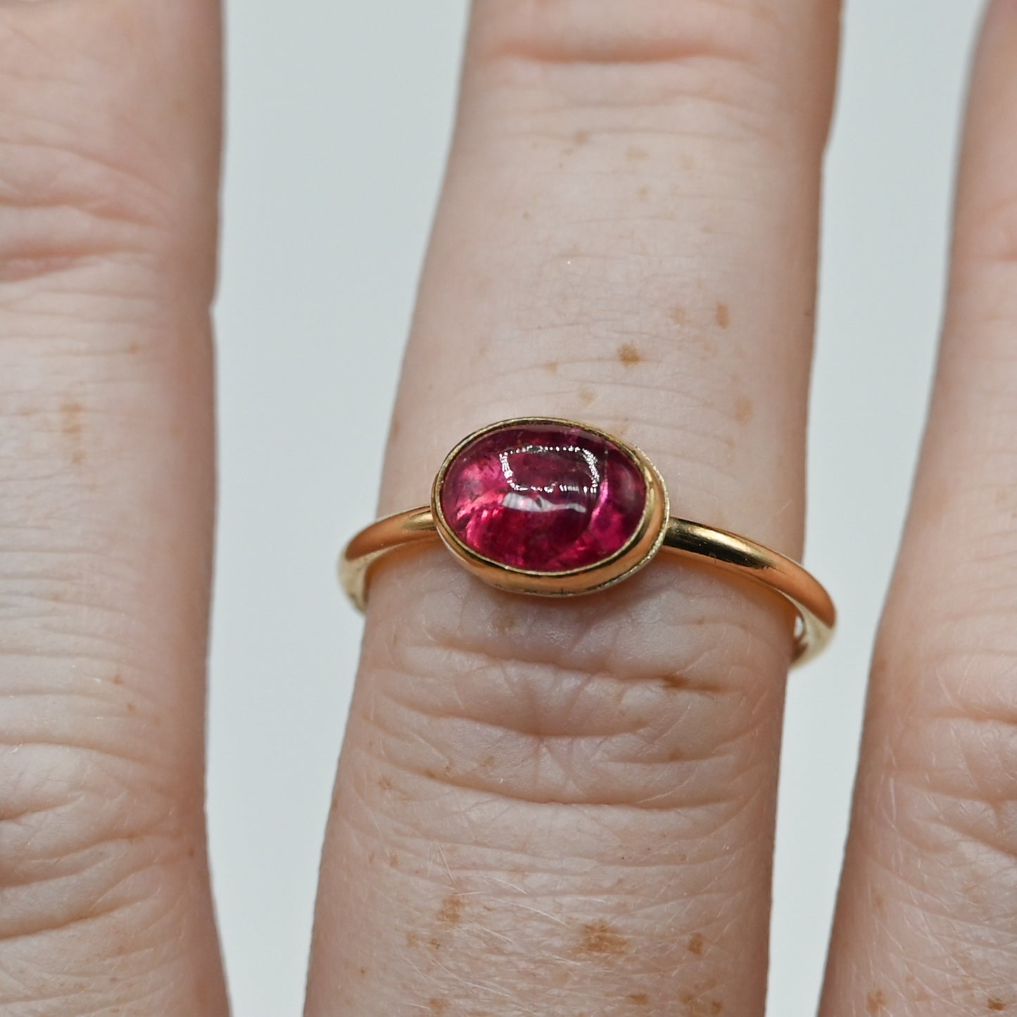 Gold fill horizontal pink tourmaline size 7.5