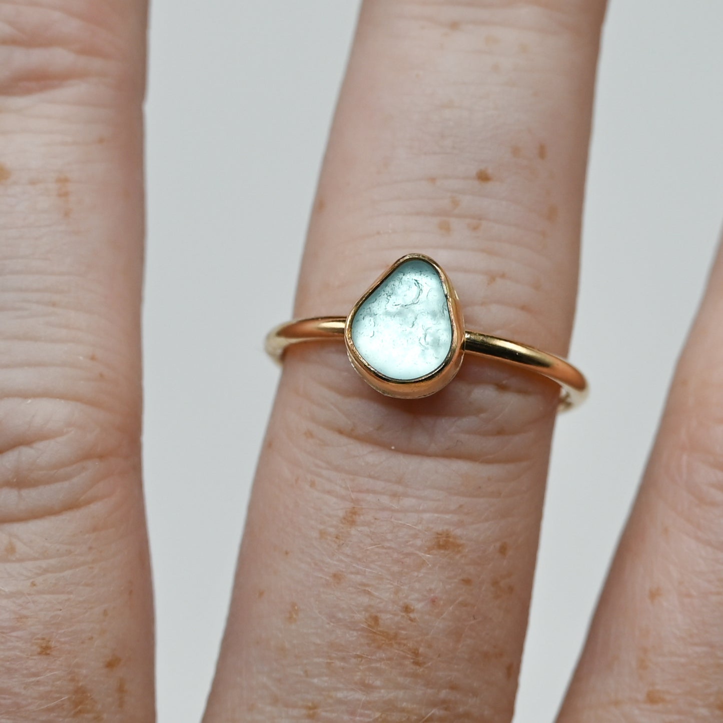 Gold fill aqua sea glass size 7.75