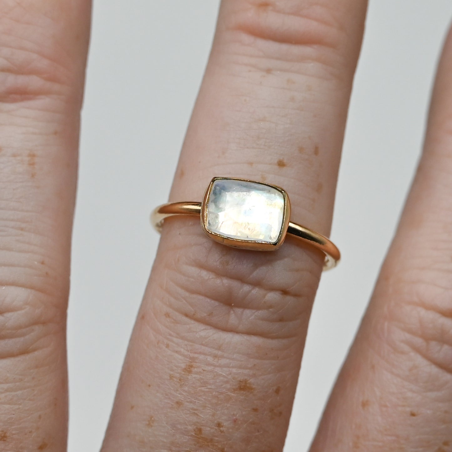 Gold fill rose cut moonstone horizontal size 7.75