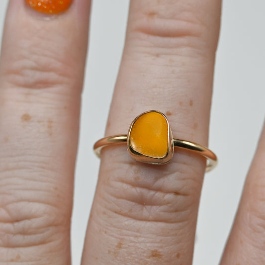 Gold fill rare orange sea glass size 8
