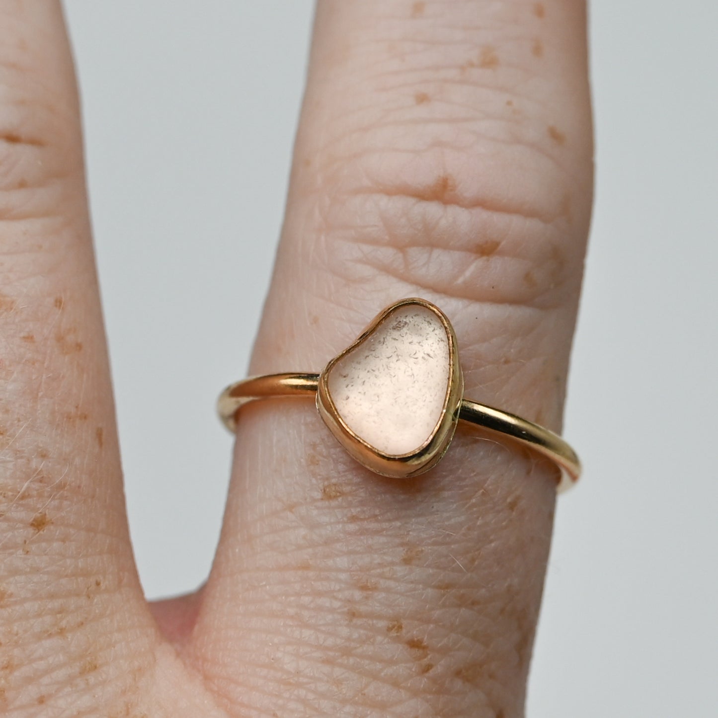 Gold fill pink sea glass size 9.5