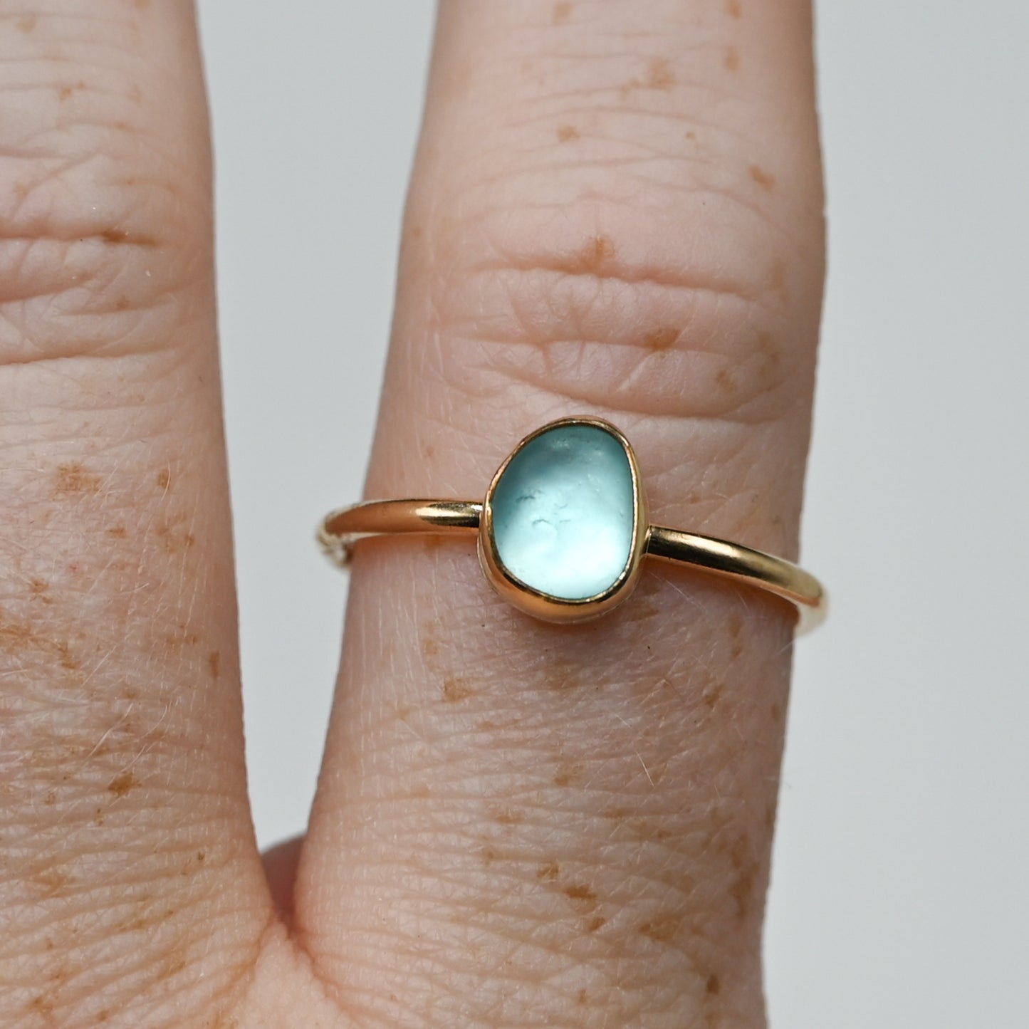 Gold fill aqua sea glass size 9.75