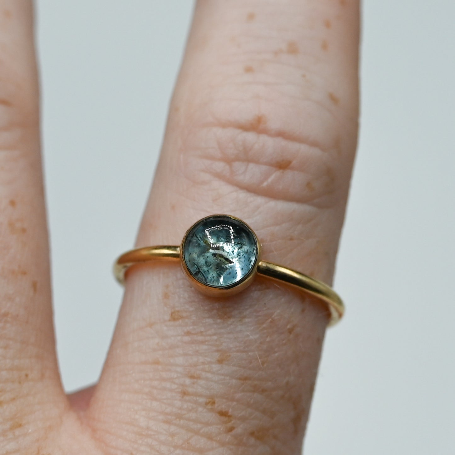 Gold fill moss aquamarine size 9.75