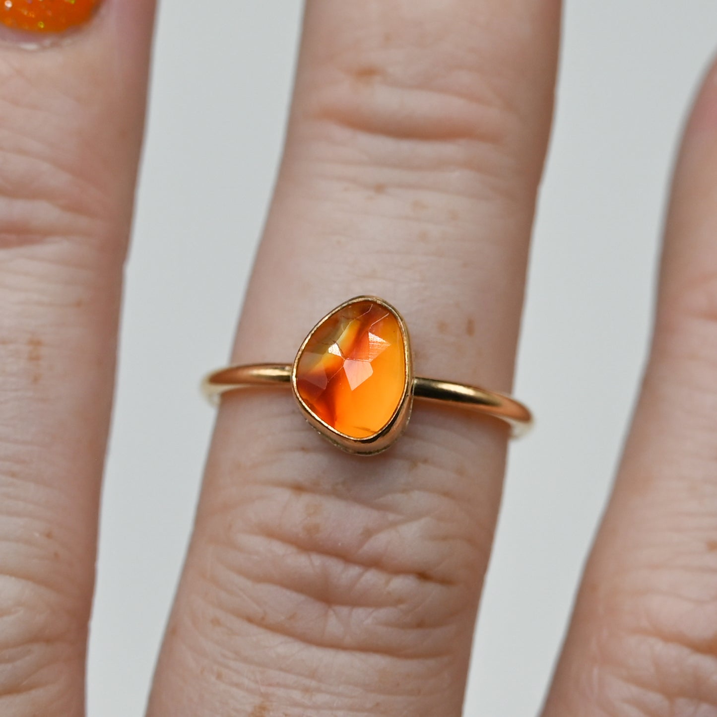 Gold fill rose cut carnelian size 7