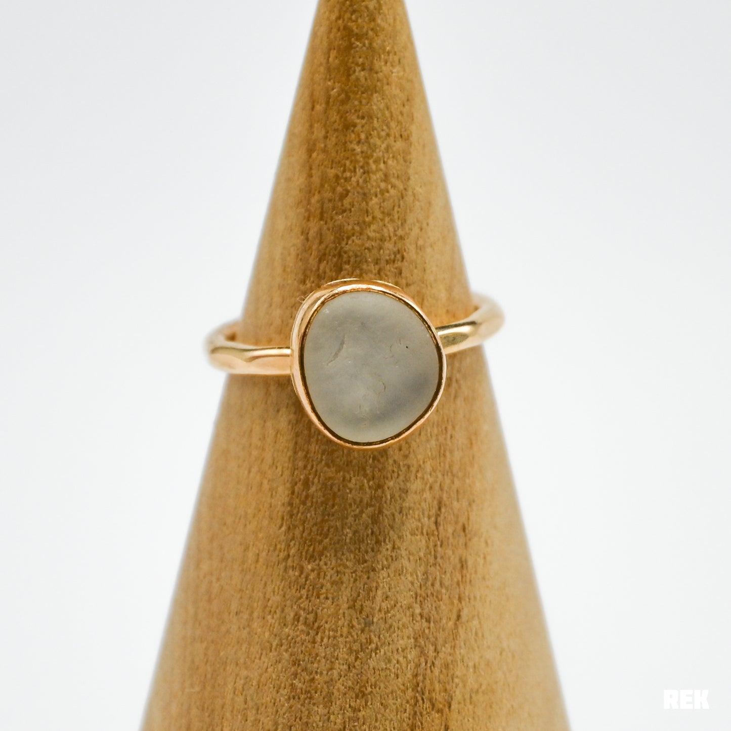 Gold fill white sea glass size 7