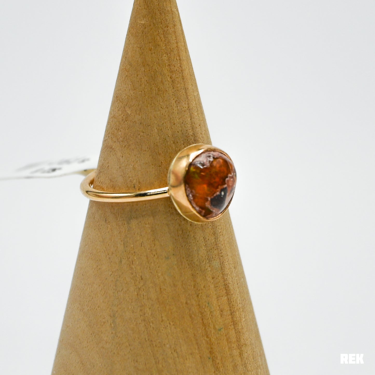 Gold fill Mexican fire opal size 8