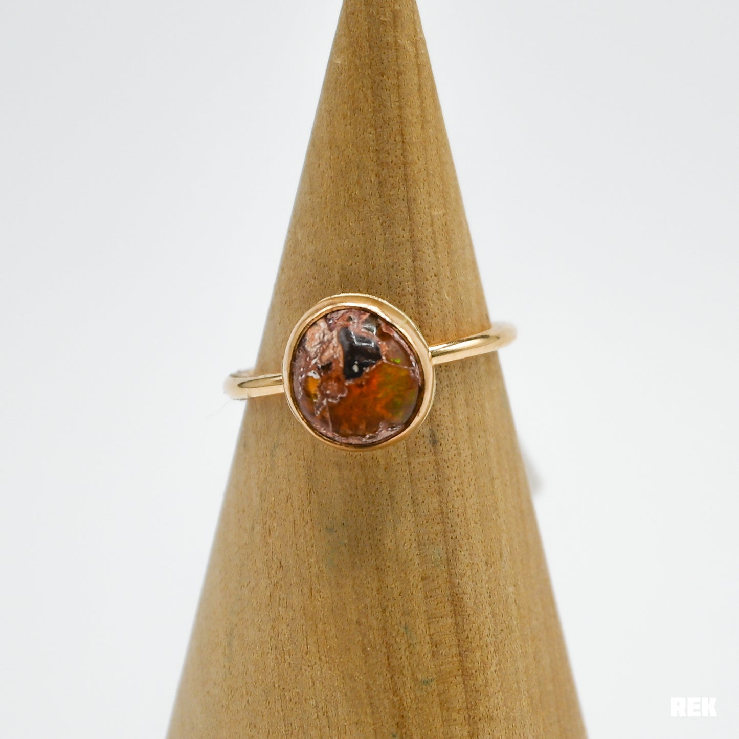 Gold fill Mexican fire opal size 8
