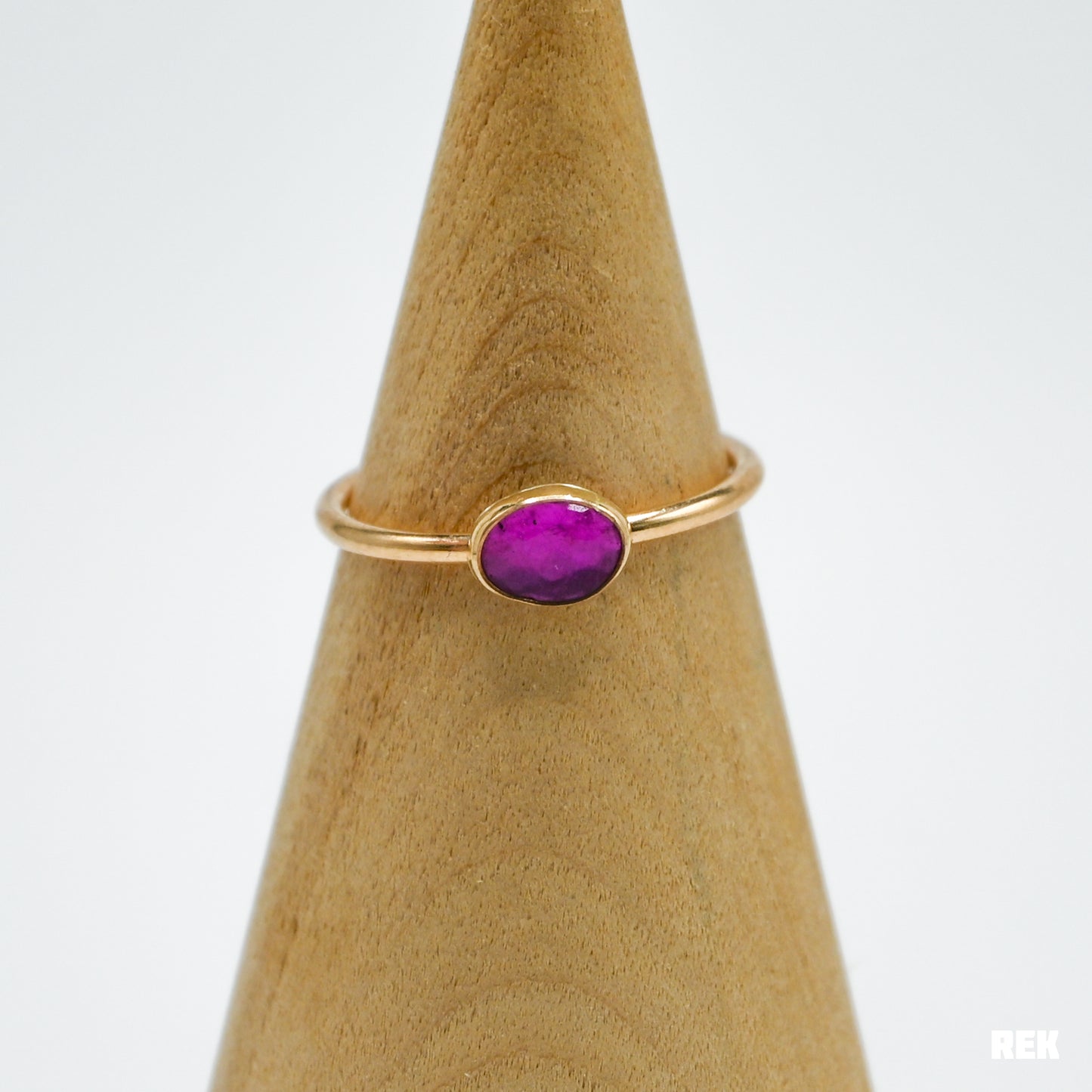 Gold fill mini rose cut ruby size 8.75